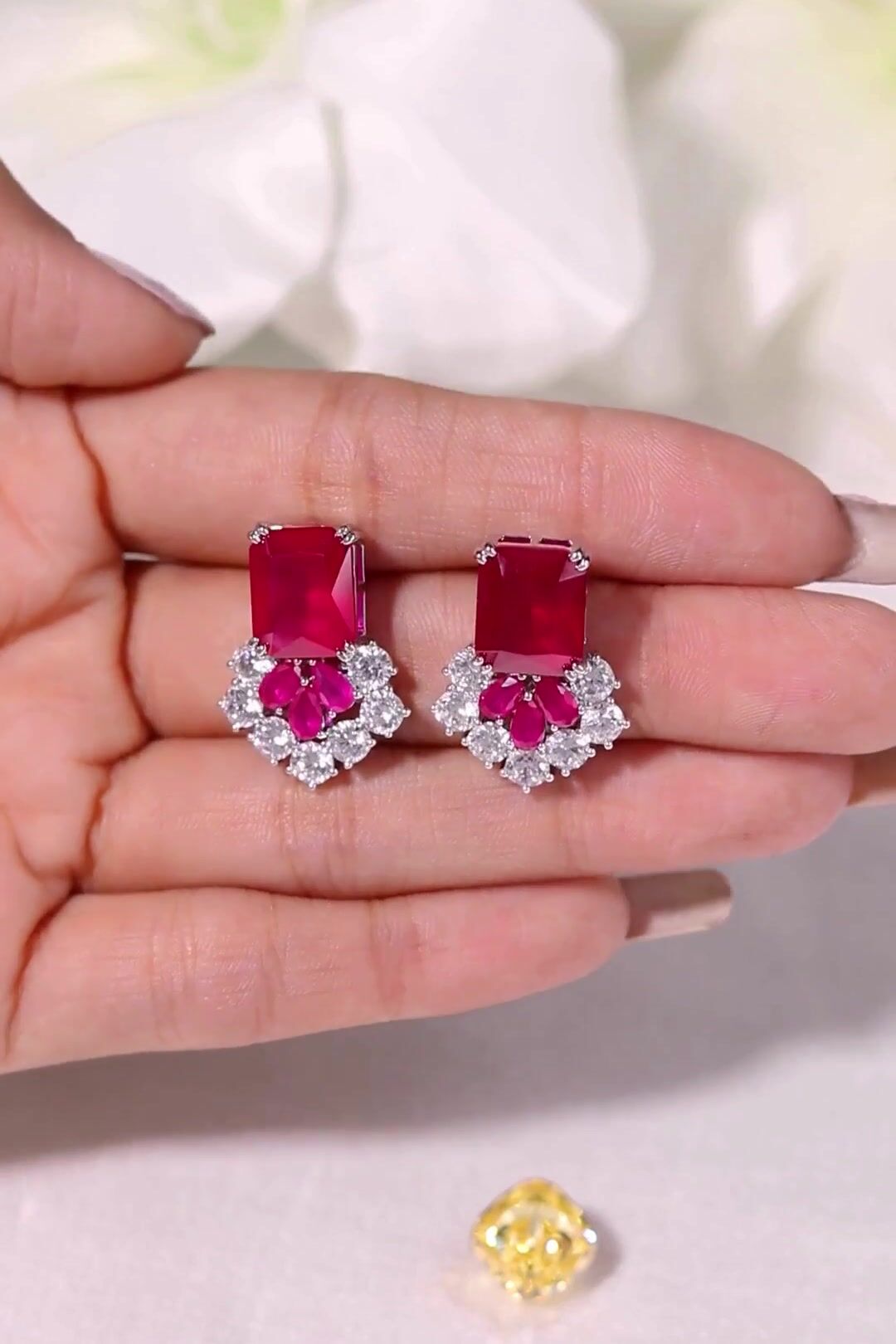 Elista Ruby Red Stud Earrings