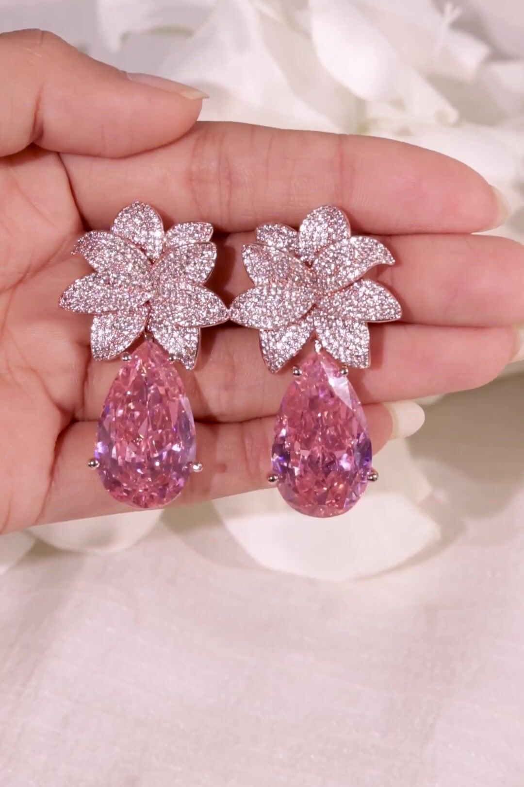 Elara Pink Drop Earrings