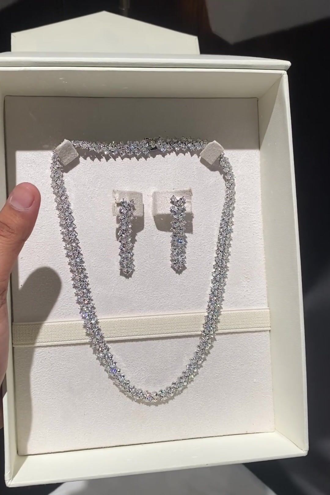 Lola White Diamante Necklace Set