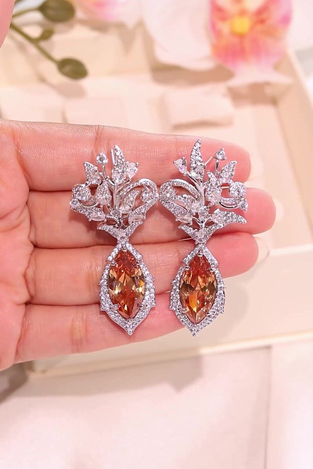 Julia Citrine Orange Drop Earrings
