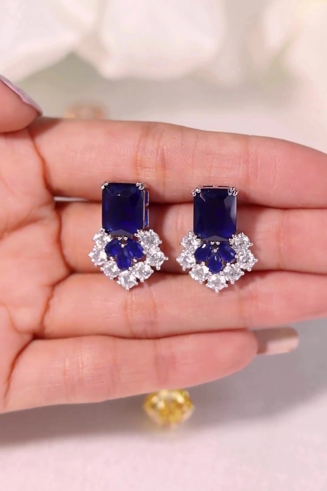 Elista Sapphire Blue Stud Earrings
