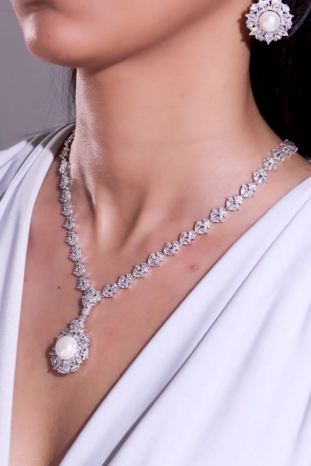 Cherley White Diamante Necklace Set